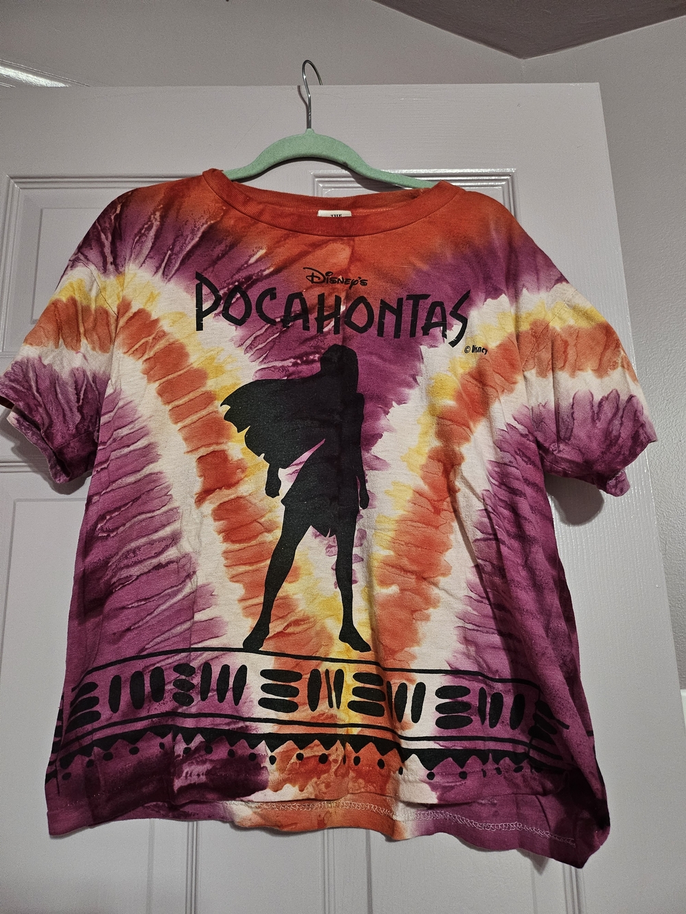 Vintage 90's Disney Pocahontas Tie-Dye Tee - Purple, Orange, Yellow